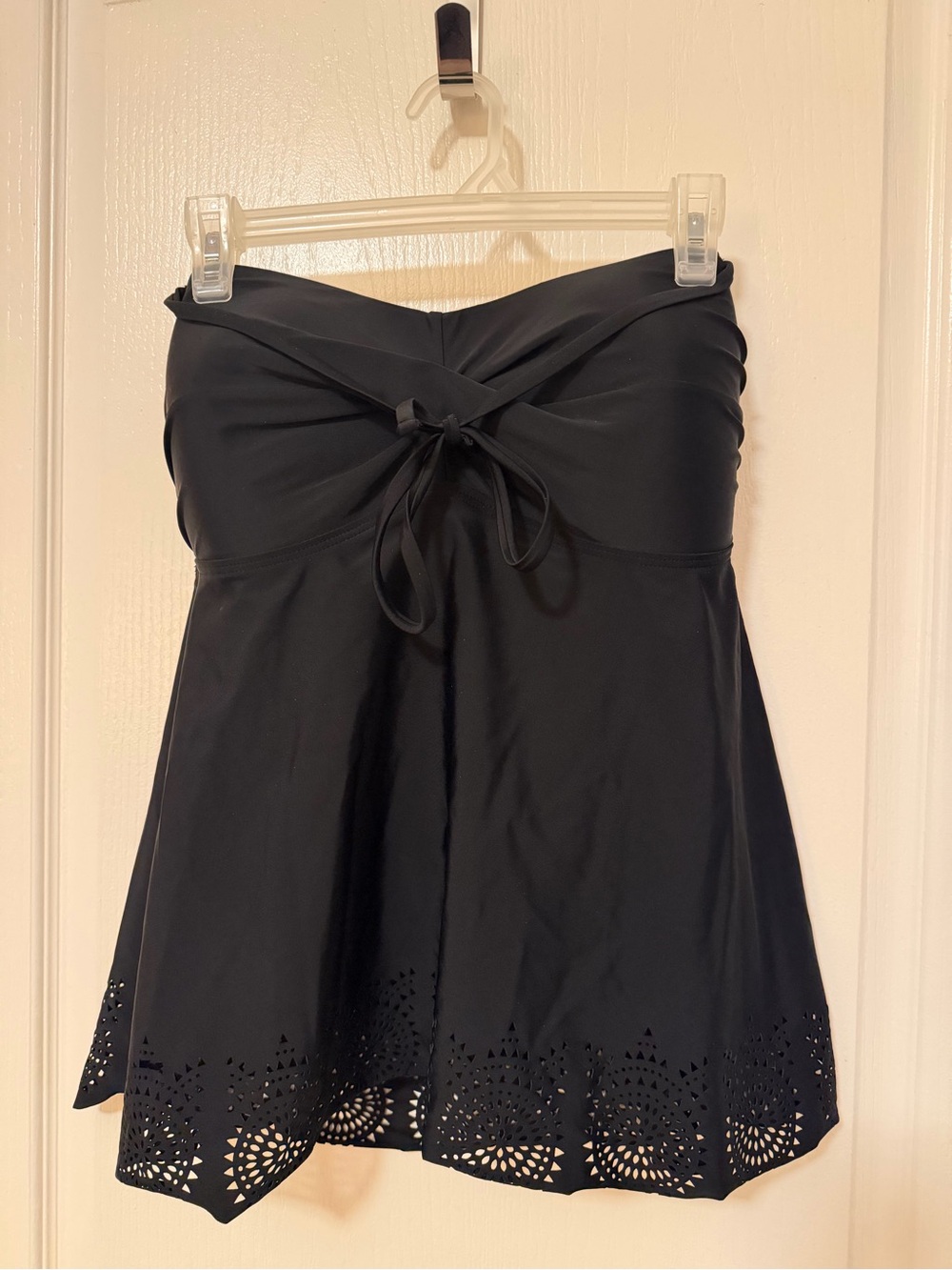 Merona Black Strapless or halter ties Swimdress with Laser-Cut Hem